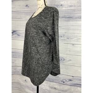 Chicos 3 Tunic Knit Womens XL Shirt Gray 3/4 Sleeves Asymmetric Marble Space Dye